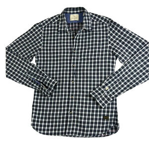 Scotch & Soda Shirt Mens M Blue White Plaid Button Up Long Sleeve Luxury Garment